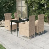 VidaXL 5-tlg. Garten-Essgruppe mit Kissen Beige