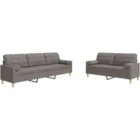 VidaXL 2-tlg. Sofagarnitur mit Dekokissen Taupe Stoff