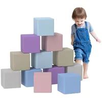 Homcom Softbausteine 12er-Set Schaumstoff Bausteine Riesenbausteine Bauklötze Bauspielzeug Schaumstoffblöcke