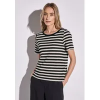 STREET ONE T-Shirt, mit Streifen Muster, Gr. 36, Black,