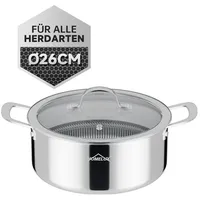 Homelux Topf 26cm 5,2L Edelstahl Kochtopf Induktion mit Wabenstruktur