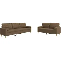 VidaXL 2-tlg. Sofagarnitur mit Dekokissen Braun Stoff
