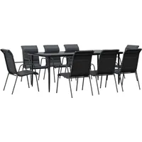 VidaXL Garten-Essgruppe 9-tlg. Schwarz