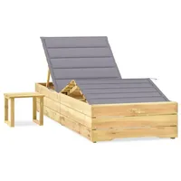 VidaXL Garten-Sonnenliege mit Tisch und Auflage Kiefer Imprägniert