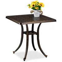 Relaxdays Gartentisch, antike Optik, wetterfest, Aluminiumguss, HxBxT: 53x54x54 cm,