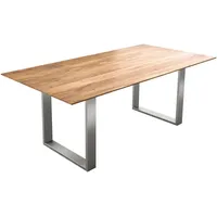 DeLife Esstisch Edge 200x100 Akazie Natur Edelstahl Schmal Schweizer