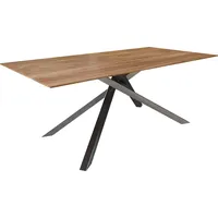 DeLife Esstisch Edge 200x100 Akazie Natur Kreuzgestell Rechteck Edelstahl