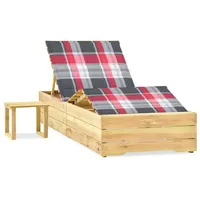 VidaXL Garten-Sonnenliege mit Tisch und Auflage Kiefer Imprägniert