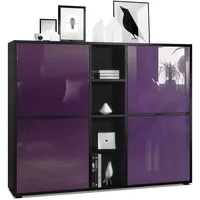 Vladon Highboard, Brombeere, Holzwerkstoff, 130.5x105.5x35.5 cm, Wohnzimmer, Kommoden &