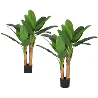 Homcom Künstlicher Bananenbaum 2er Set groß 120 cm Kunstpflanze,