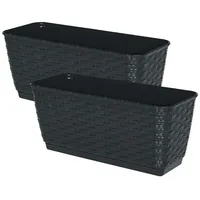 Spetebo Balkon Blumenkasten 40 x 14 cm Anthrazit Komplettset