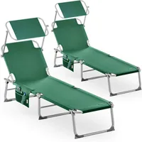 CASARIA Sonnenliege Ibiza 2er-Set Grün Alu mit Sonnendach