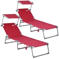 CASARIA Casaria® Sonnenliege Klappbar mit Sonnendach Wetterfest 150kg Belastbar