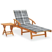 Furnicato Sonnenliege mit Tisch und Auflage Akazie Massivholz,