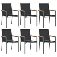 VidaXL Gartenstühle 6 Stk. Schwarz 55x61,5x90 cm Textilene und