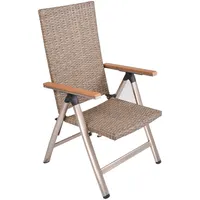 Garden Pleasure Gartenstuhl mit Armlehnen FLORENCE grau, champagner, Metall,