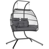Outsunny Hängesessel mit Gestell faltbar Hängekorb mit Kissen Polyrattan
