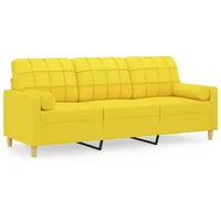 VidaXL 3-Sitzer-Sofa mit Zierkissen Hellgelb 180 cm Stoff