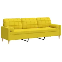 VidaXL Sofa Sofa 3-Sitzer mit Zierkissen Hellgelb 210 cm
