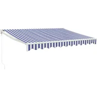 VidaXL Markise Einziehbar Blau und Weiß 3,5x2,5 m Stoff
