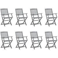 VidaXL Klappbare Gartenstühle 8 Stk. mit Kissen Massivholz Akazie
