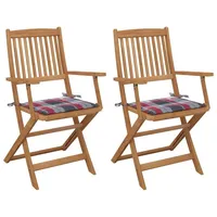 VidaXL Klappbare Gartenstühle 2 Stk. mit Kissen Massivholz Akazie