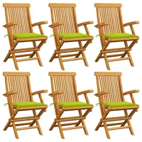 VidaXL Gartenstühle mit Hellgrünen Kissen 6 Stk. Massivholz Teak