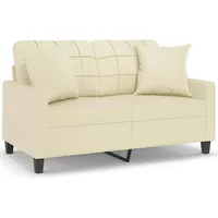 VidaXL 2-Sitzer-Sofa mit Zierkissen Creme 120 cm Kunstleder