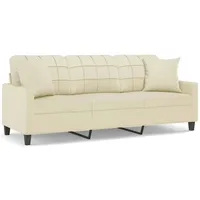 VidaXL 3-Sitzer-Sofa mit Zierkissen Creme 180 cm Kunstleder