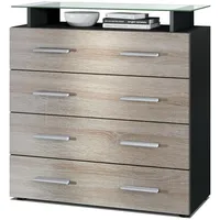 Vladon Kommode, Eiche San Remo, Holzwerkstoff, 76x81x35 cm, Wohnzimmer,