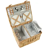 Tectake tectake® Picknickkorb für 4 Personen, mit Drehverschlüssen und