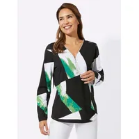 Sieh an! V-Shirt in schwarz-apfel-gemustert | Gr.: 38