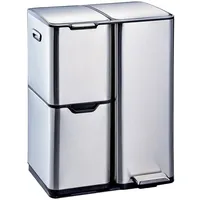 Kitchen Move HAJA Küchen-Tretabfalleimer, Mülltrennung, 60l + Silber