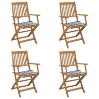 VidaXL Klappbare Gartenstühle 4 Stk. mit Kissen Massivholz Akazie