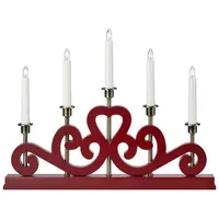 Markslöjd ENEBY Candlestick 5L Red/Satin Nickel