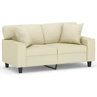 VidaXL 2-Sitzer-Sofa mit Zierkissen Creme 120 cm Kunstleder