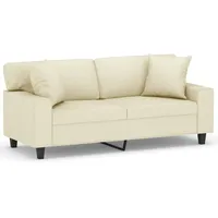 VidaXL 2-Sitzer-Sofa mit Zierkissen Creme 140 cm Kunstleder