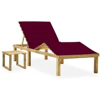 Furnicato Garten-Sonnenliege mit Tisch und Auflage Kiefer Imprägniert,