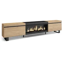 SKRAUT HOME TV-Schrank, Eiche, Schwarz, Holzwerkstoff, Rechteckig, 267x57x35 cm,