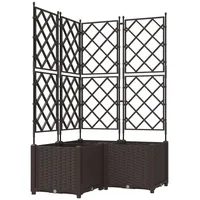 VidaXL Pflanzkasten mit Rankgitter 3 Stk. Braun 80x80x143 cm
