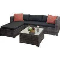 MCW Poly-Rattan Garnitur MCW-F57, Balkon-/Garten-/Lounge-Set Sofa Sitzgruppe ~ grau,