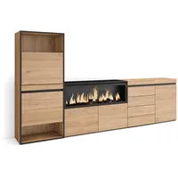 SKRAUT HOME Schuhschrank, Raumsparschrank, 274x35x145 cm, Schlafzimmer, XXL-Elektrokamin, Schubladen,