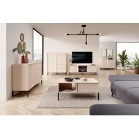 99rooms Dara Wohnzimmerset Beige mit LED-Beleuchtung