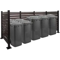 MCW Alu Mülltonnen-Zaun MCW-K57, Mülltonnenverkleidung, Holzoptik erweiterbar 130x300x110cm ~