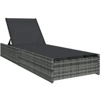 VidaXL Sonnenliege Grau 60x200x27 cm Poly Rattan