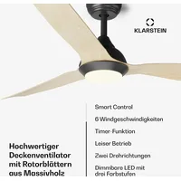 Klarstein Fiji Flow 2-in-1-Deckenventilator 132 cm LED Fernbedienung App-Steuerung