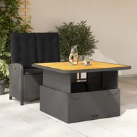 VidaXL 2-tlg. Garten-Essgruppe mit Kissen Schwarz Poly Rattan