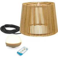 Licht-Erlebnisse Akku Pendelleuchte außen LED Holz Metall Ø 39