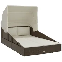 VidaXL Sonnenliege mit Faltdach Braun 200x114x128 cm Poly Rattan
