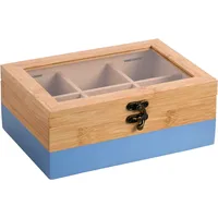 KESPER Teebox mit 6Fächern,Bambus,blau